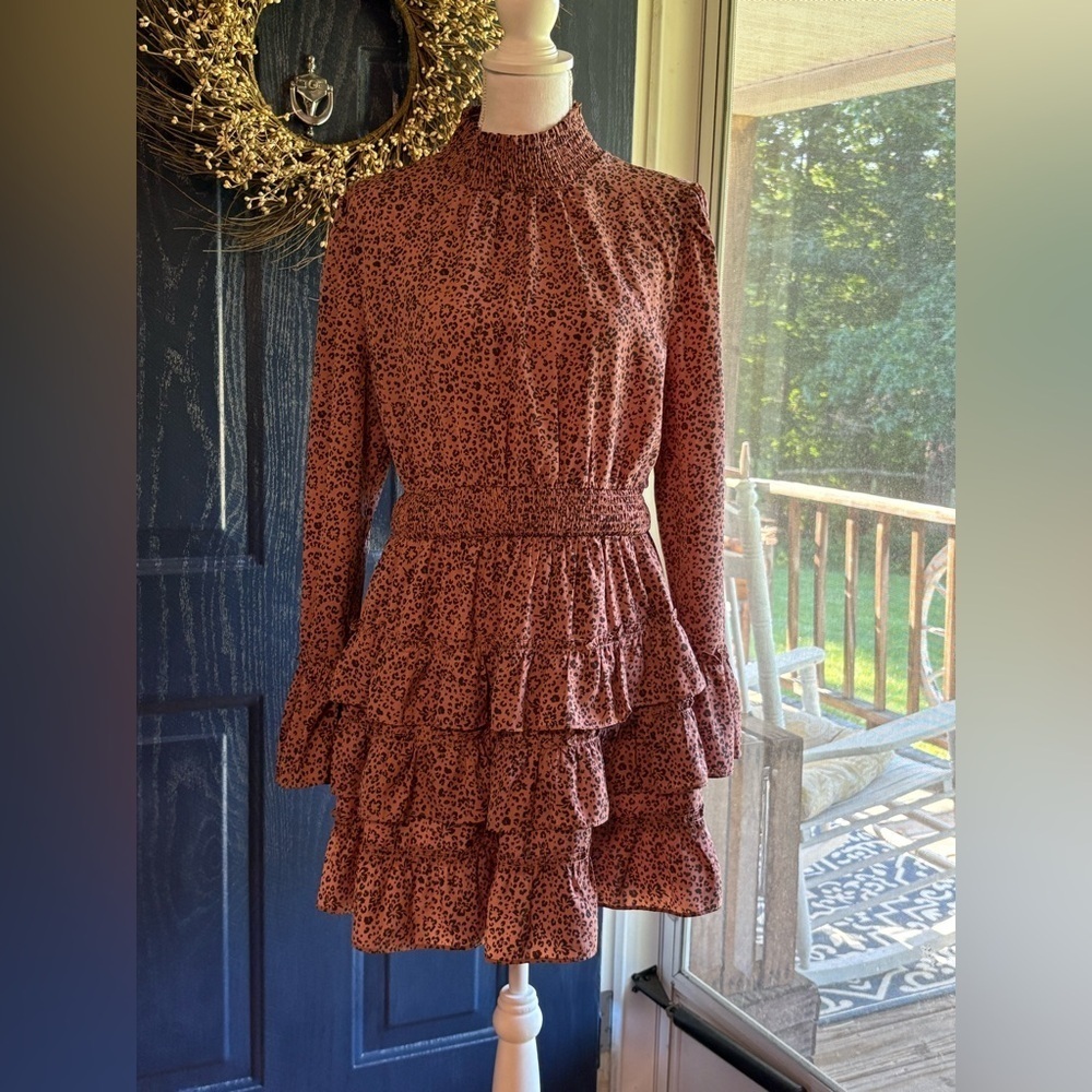 Love Riche Brown Long Sleeve Mock Neck Dress size L